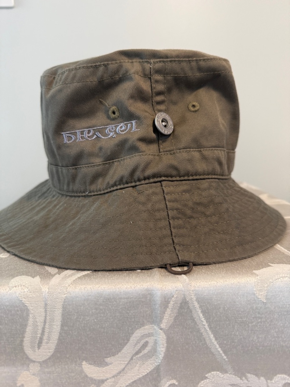 Diesel Olive Green Cotton Bucket Hat with Embroidered Logo